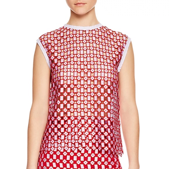 Sandro Yonna Geometric Openwork Lace Top - Picture 1 of 9